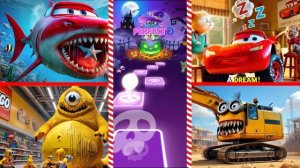 Акула Маккуин 🆚 Динозавр Маккуин 🆚 Миньоны LEGO 🆚 Экскаватор миньонов 🎶 Прыжок по плиткам