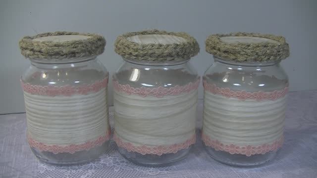 Декор трех стеклянных баночек -вдохновляющие идеи. смотреть онлайн