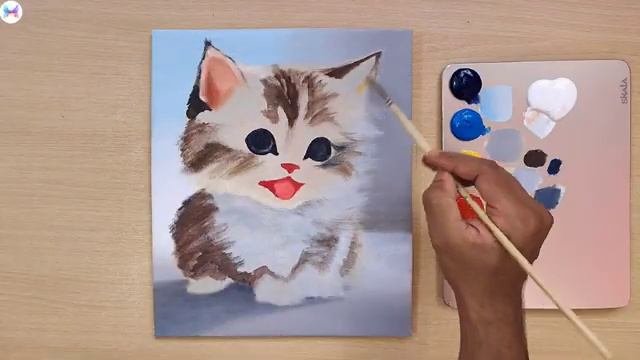 Как нарисовать невероятно красивого котёнка акрилом смотреть онлайн