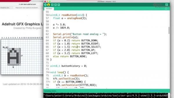 09. Graphics screen Using a 1.8 TFT screen shield with joystick and SD card