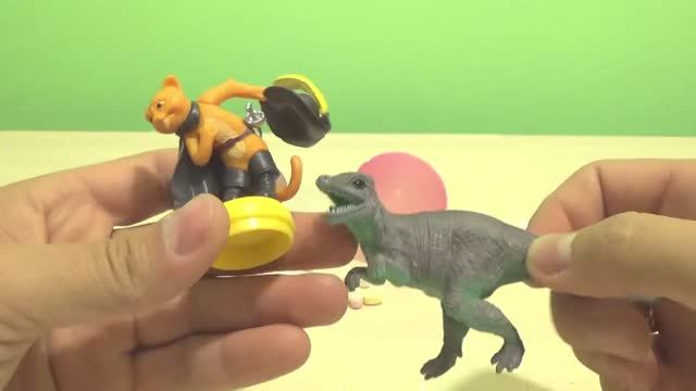Динозавры.Игрушки Динозавры и Сюрприз яйцо ЛАПУСИКИ.Обзор Кот в Сапогах. Видео для детей смотреть онлайн