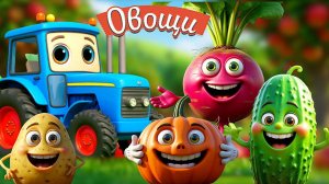 Синий трактор По полям | Учим овощи | Песенки и мультики для малышей