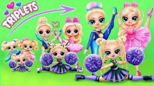 Гимнастка, Балерина и Чирлидерша: Сестры Тройняшки растут! Поделки для кукол ЛОЛ
