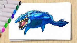Как нарисовать Мезозавра Гуджитсу Jurassic World Мозазавр Mosasaurus Heroes of Goo Jit Zu