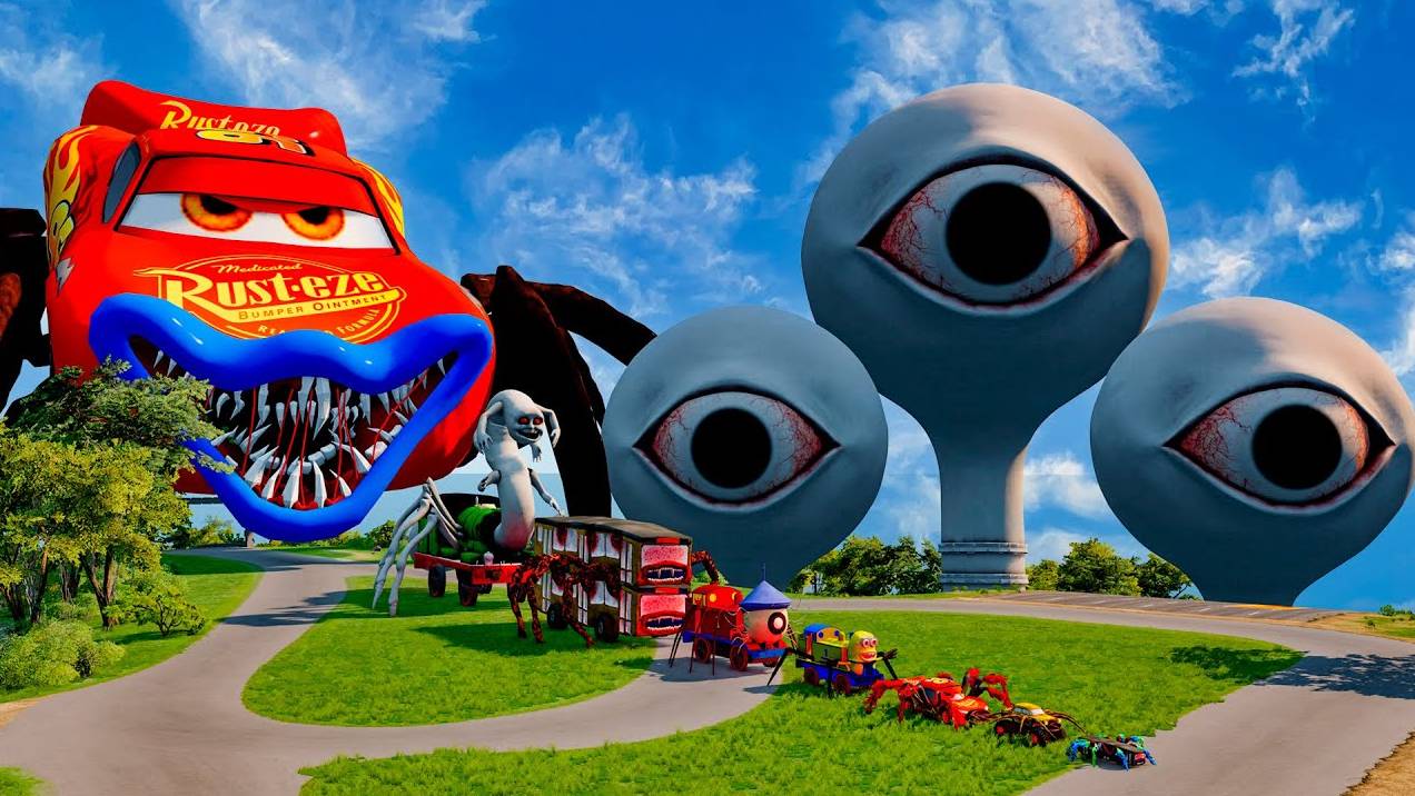 Большие и маленькие машины безумствуют на скоростном спуске с пожирателем в BeamNG.Drive смотреть онлайн