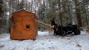 ЛЕСНАЯ ИЗБА на ЛЫЖАХ ГОД СПУСТЯ - СТАВИМ МЕГА ЛЫЖУ | БУШКРАФТ и Жизнь в ЛЕСУ - Лесные
