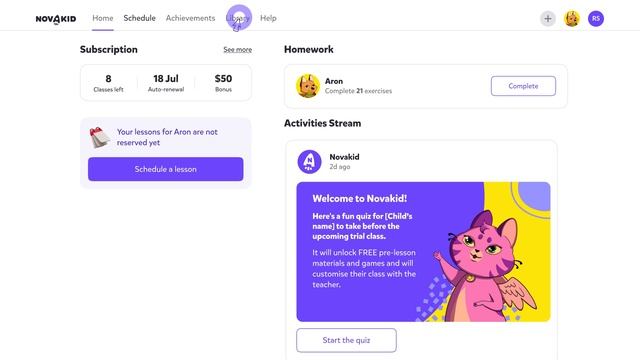 Novakid Parent's_Account