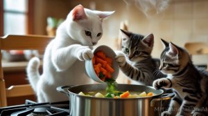 Котики готовят еду