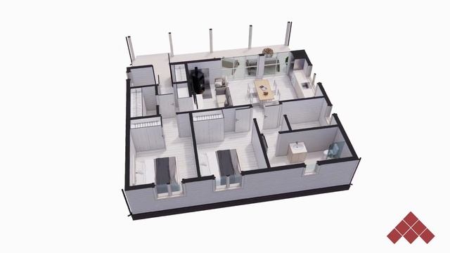 3Д модель 6-ти модульного дома для Заказчика