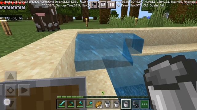 Выживание в суперплоском мире в Майнкрафте (серия 14). Достроил прудик.