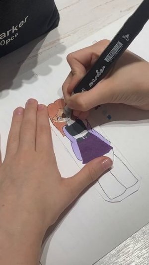 Раскрашиваю девочку по коментарию #diy #art #music #kawaii #рек