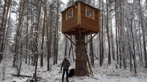 Нашел дом на дереве. Заночевал и спрятался от мороза. 24 часа в лесу