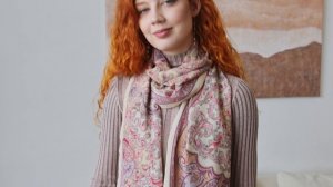 Шарф шелковый (крепдешин), "Рассказ о странствиях ", 1633-50, 50х190 см #platki #fashion #beautiful