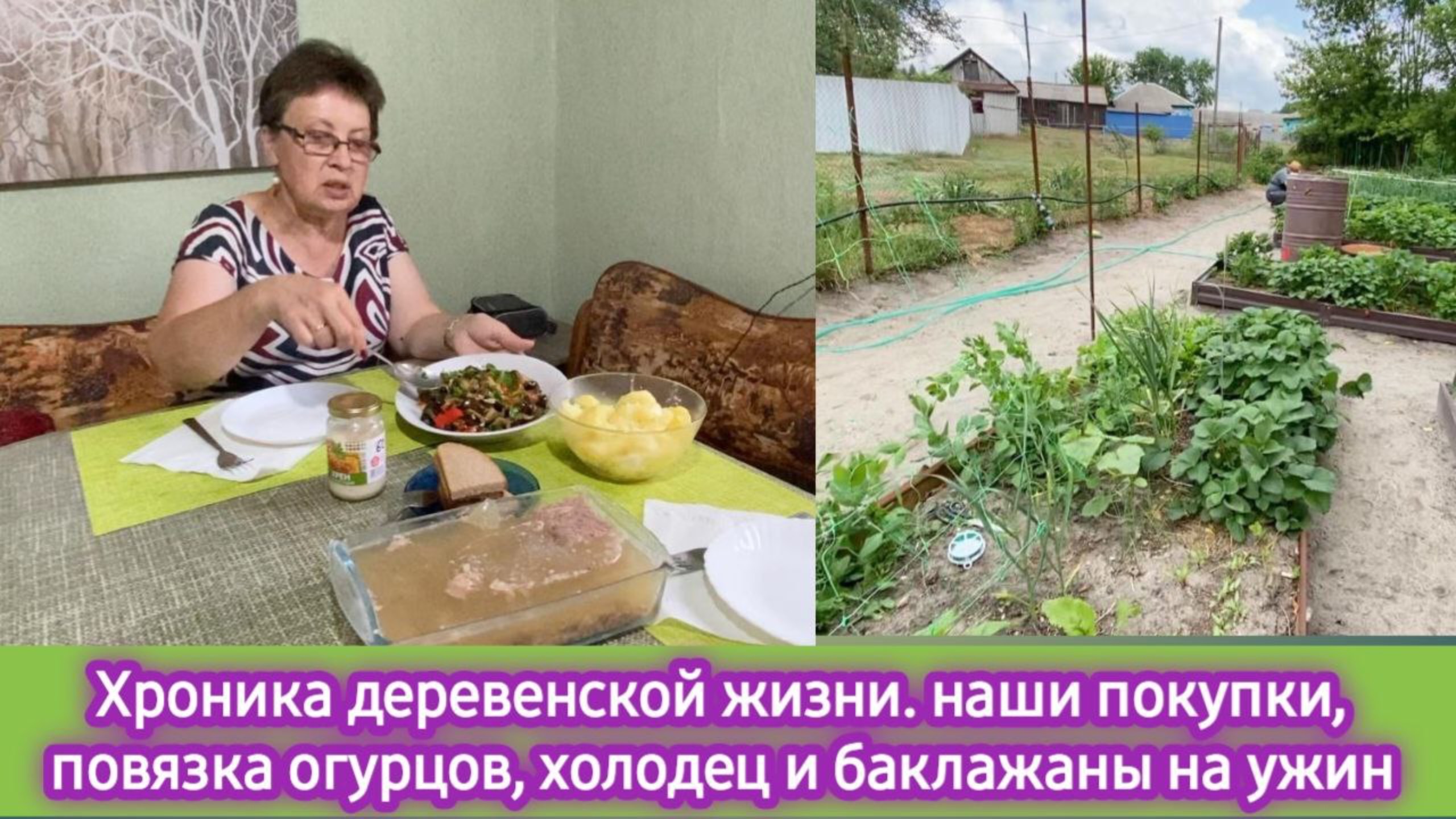 Хроника деревенской жизни: Наши покупки, баклажаны и холодец на ужин, сетка для огурцов смотреть онлайн