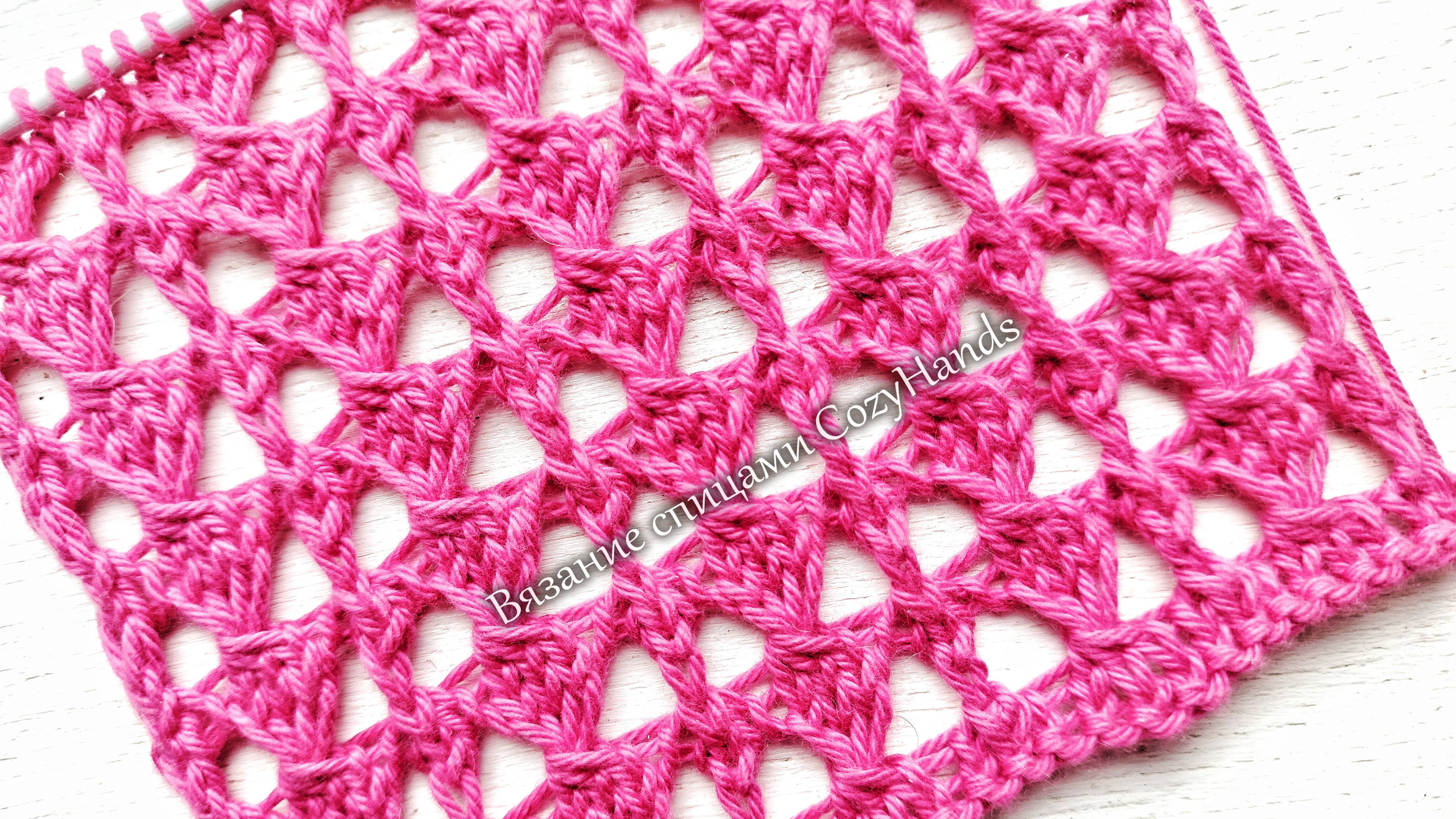 Замечательный узор спицами КАК КРЮЧКОМ для вязания топа, сарафана, туники смотреть онлайн