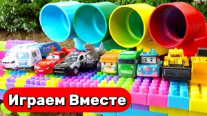Машинки мультики детям ! Машинки из мультик ТАЧКИ в разноцветных трубах ! Игрушки мультики детям