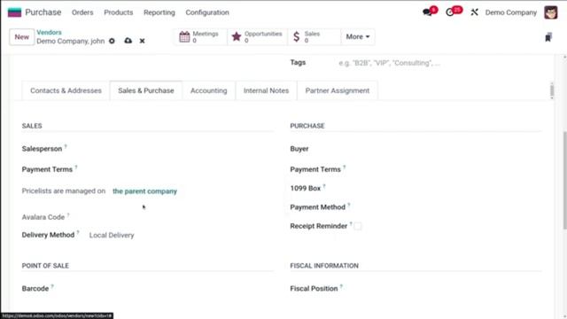 Создание поставщика в приложении Odoo 17 для покупок смотреть онлайн