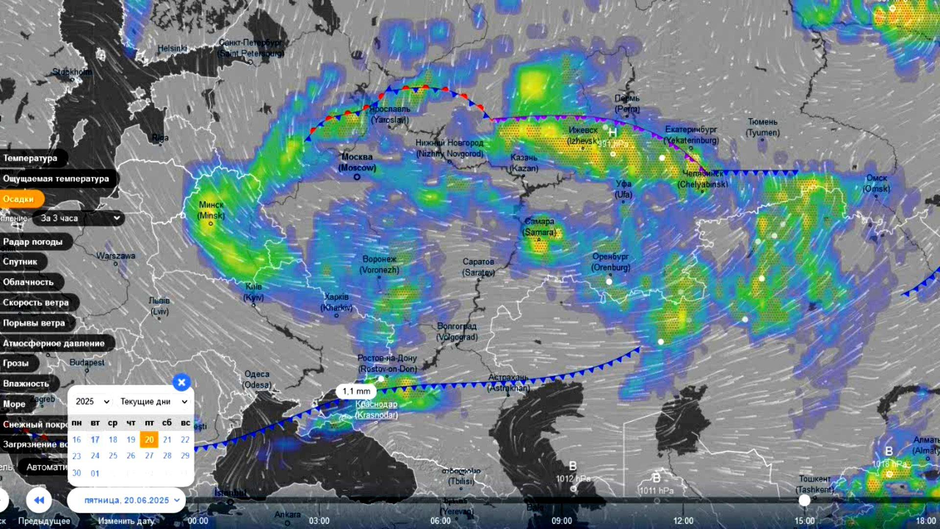 С 19 по 20 июня на большей части ЕТР пройдут дожди. Прогноз погоды смотреть онлайн