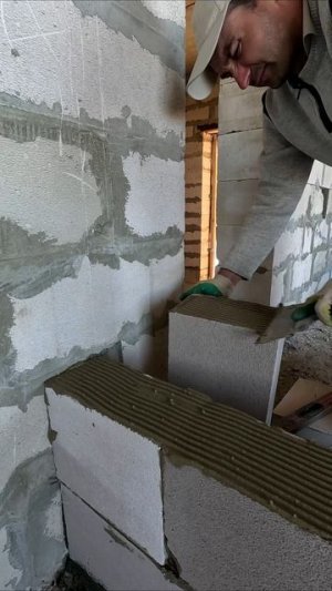 Установка внутренней перегородки из газобетона