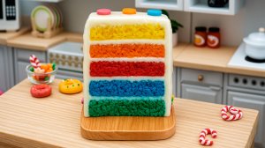 Миниатюрный Радужный Торт | Мини Кухня | Миниатюрная еда | Крошечный Торт