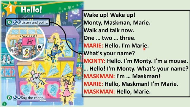 Kids Box Starter - Unit 1 - Hello - 1 - Listen and point смотреть онлайн