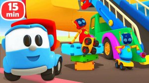 Сборка гаража и трапа самолета! Строим и играем в игрушки с Левой