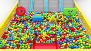 Веселые игры с цветными шариками / учим название фигур на английском языке / мультик для детей