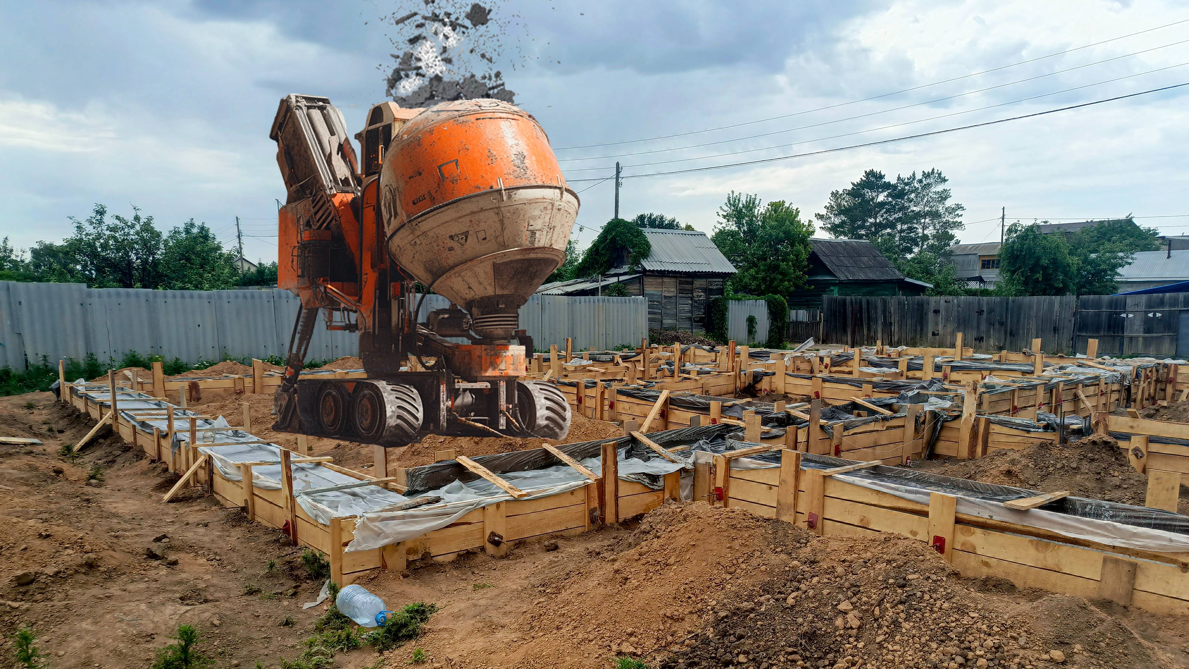 Строительство дома мечты, 1 этап, заливаем