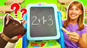 Игрушка собака Шоколадка играет в школу! Игры в дочки матери в видео для девочек