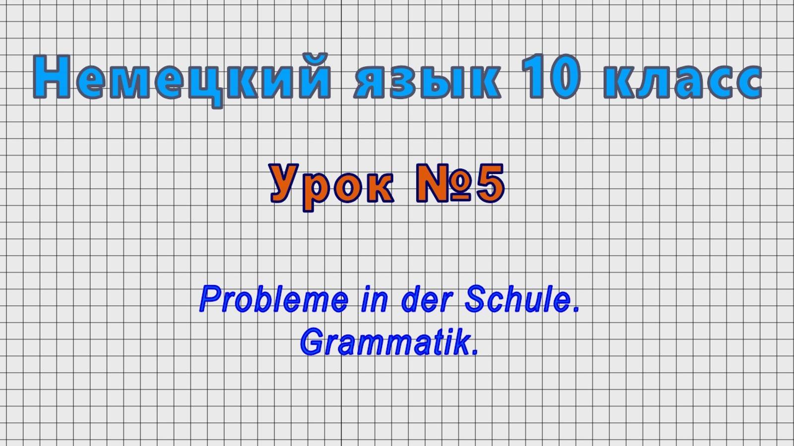 Немецкий язык 10 класс (Урок№5 - Probleme In Der Schule. Grammatik.)