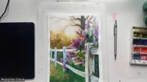 Акварель. Сирень