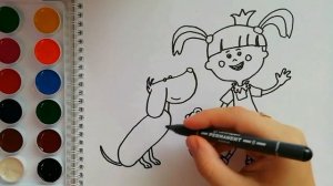 Раскраска для детей. ЖИЛА БЫЛА ЦАРЕВНА. Мультик - раскраска. Учим цвета (Урок рисования!)