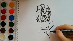 Как нарисовать РУСАЛОЧКУ / мультик раскраска РУСАЛОЧКА для детей /