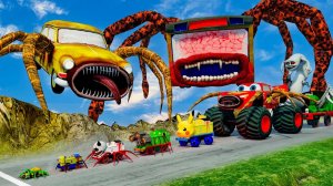 Большие И Маленькие Машины Против Скоростного Спуска С Монстрами