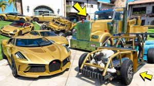 Угнал кучу золотых чит тачек и огромный монстр трак у мажора за 180 сек! Битва воров в ГТА 5 Онлайн