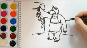 Как нарисовать МАША И МЕДВЕДЬ /мультик раскраска МАША И МЕДВЕДЬ для детей /Раскраски для малышей