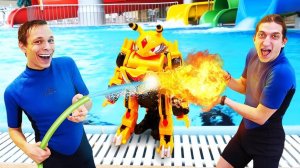 Машинки и трансформеры против злодея! Кто победит?