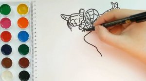 Раскраска для детей ЧЕЛОВЕК ПАУК. Мультик-раскраска. Учим цвета.