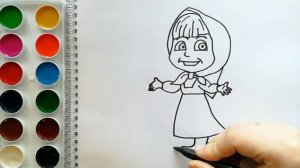 Раскраска МАША И МЕДВЕДЬ. Мультик-раскраска. Учим цвета.