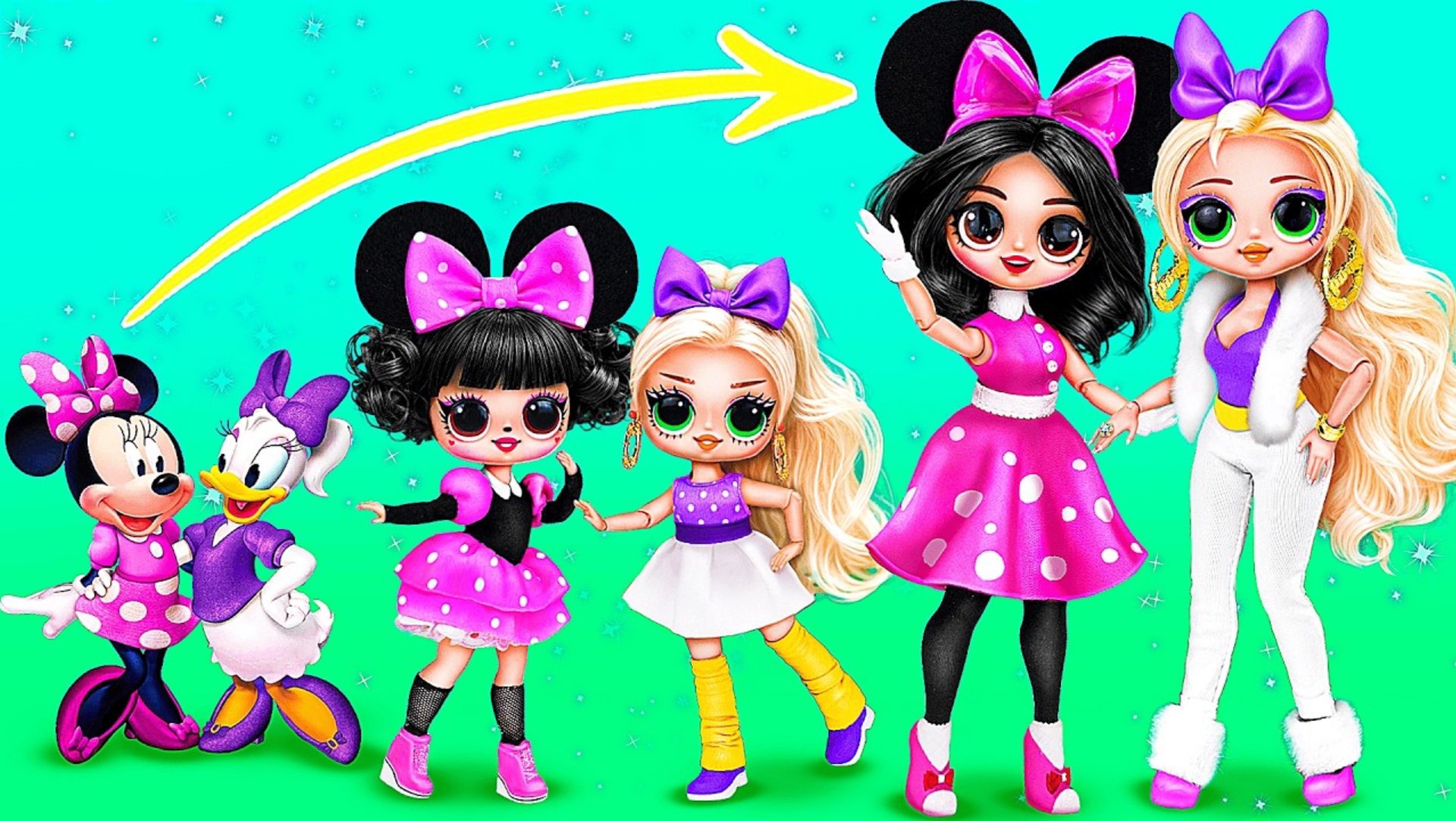 Минни Маус и Дейзи растут вместе! Поделки для кукол ЛОЛ смотреть онлайн
