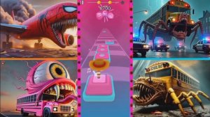 Зараженный Небесный Человек-паук🆚 Корабль-монстр🆚 Монстр школьного автобуса🆚 Пожиратель черепицы