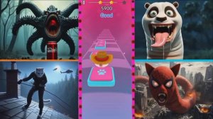 Голодная звезда🆚 Панда 🆚 Монстр с головой домового🆚 Котенок-паук, Червячок, Плитки для прыжков ED