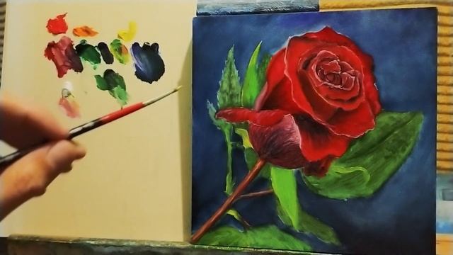 Как рисовать розу|как передать просвет лепестков|как смешать темный красный для объёма смотреть онлайн
