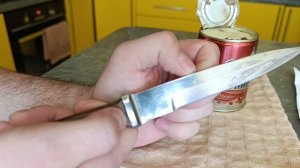 Немецкий пехотный нож обр. 1942г. Реплика от Русского булата. Вскрываю тушёнку.