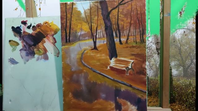 После дождя: Искусство, вдохновленное осенней жизнью #живопись #art #какнарисовать #пейзаж смотреть онлайн