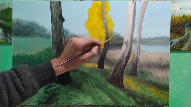 Как нарисовать кору дерева березы маслом|пишем маслом кору|часть 1 смотреть онлайн