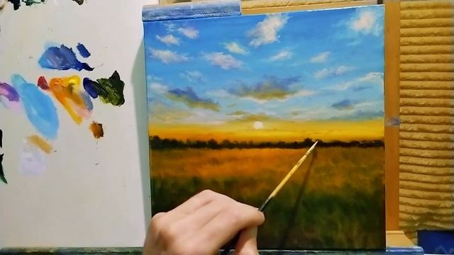 Как рисовать луг с цветами|как рисовать закат|пишем разнообразие трав на лугу #art #арт #живопись смотреть онлайн