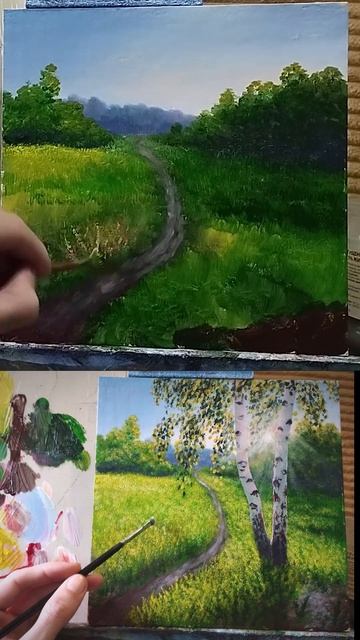 Красивые березы акрилом летний пейзаж #shorts #art #пейзаж смотреть онлайн