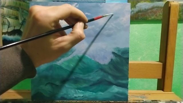 Как нарисовать большие волны на море|бушующее море |как нарисовать море уроки уроки рисования смотреть онлайн