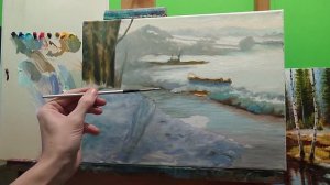 Рисуем солнечный зимний день за сеанс|как рисовать полдень|how to draw a winter landscape